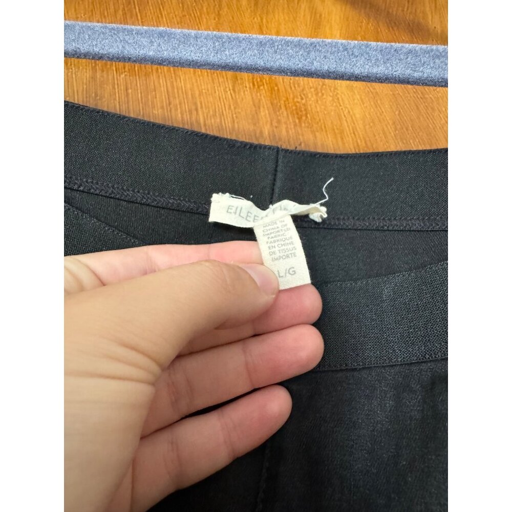 Eileen Fisher Satin Sheen Pant Size Large Womens Tailored Black Pull On - Picture 4 of 4
